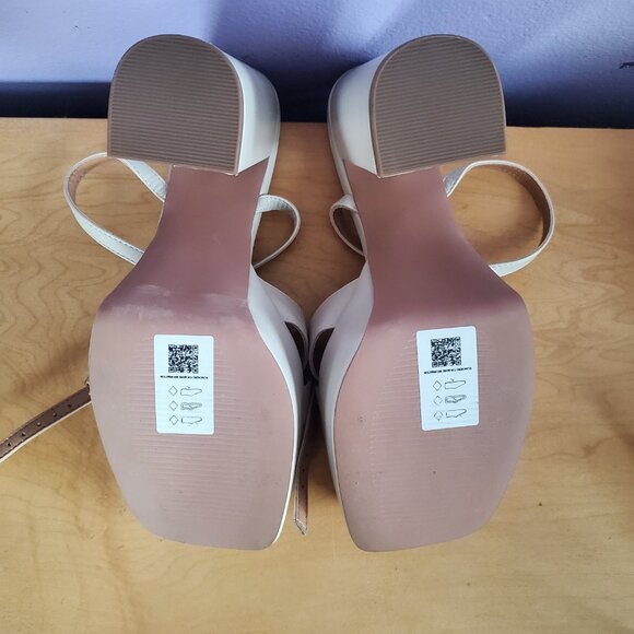 ASOS Women's High Heel Block Platform Sandles In Beige Sand Size 8 - Picture 5 of 5